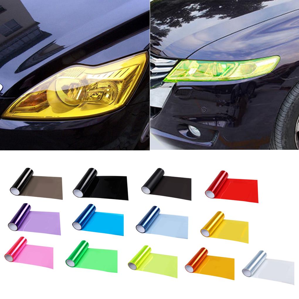 Yellow Car Tail Fog Head Light Headlight Tint Film Cover 30x60cm