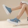 Scarpe da Donna alla Moda Trendy con Suola Spessa 2024 Nuove Aumenta Altezza Tela Zip Metallica Decorazione a Forma di Cuore Scarpe Sportive Casual Sneakers