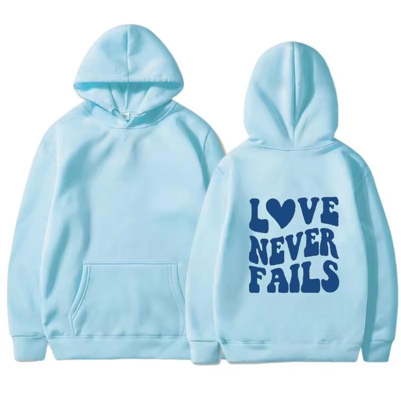 

ЛЮБОВЬ НИКОГДА НЕ ПЕРЕСТАЕТ Осенняя новая женская толстовка однотонная с принтом букв оверсайз спортивная толстовка 3XL светло-синий