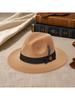 Elegant Wide Brim Fedora Hat With Feather And Belt For Party Festival