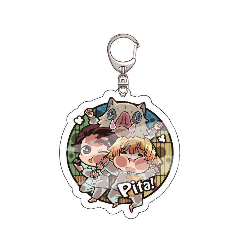 Anime Demon Slayer Acrylic Keychain Tanjiro Kamado Nezuko Zenitsu Agatsuma Inosuke Hashibira Pendant Charm 4PCS Collection Beautiful Gift
