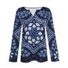 Women's T-shirt Printed Long Sleeved Raglan Sleeves, Daily Fashion Basic V-neck Regular Top