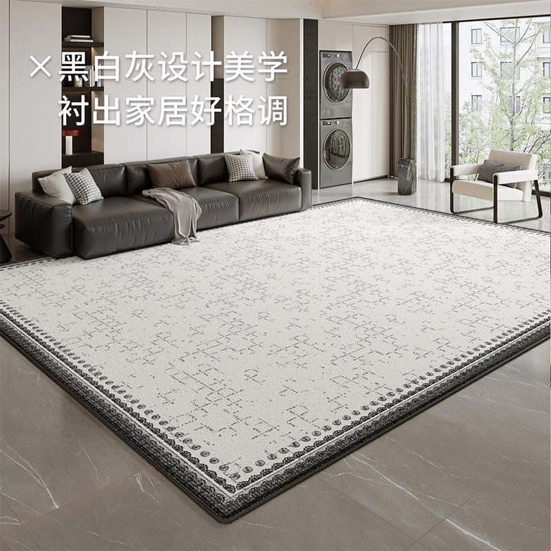 Light Luxury Advanced Faux Cashmere Circular Pile Floor Mat Waterproof Non Washable Wipeable For Living Room Bedroom Sofa
