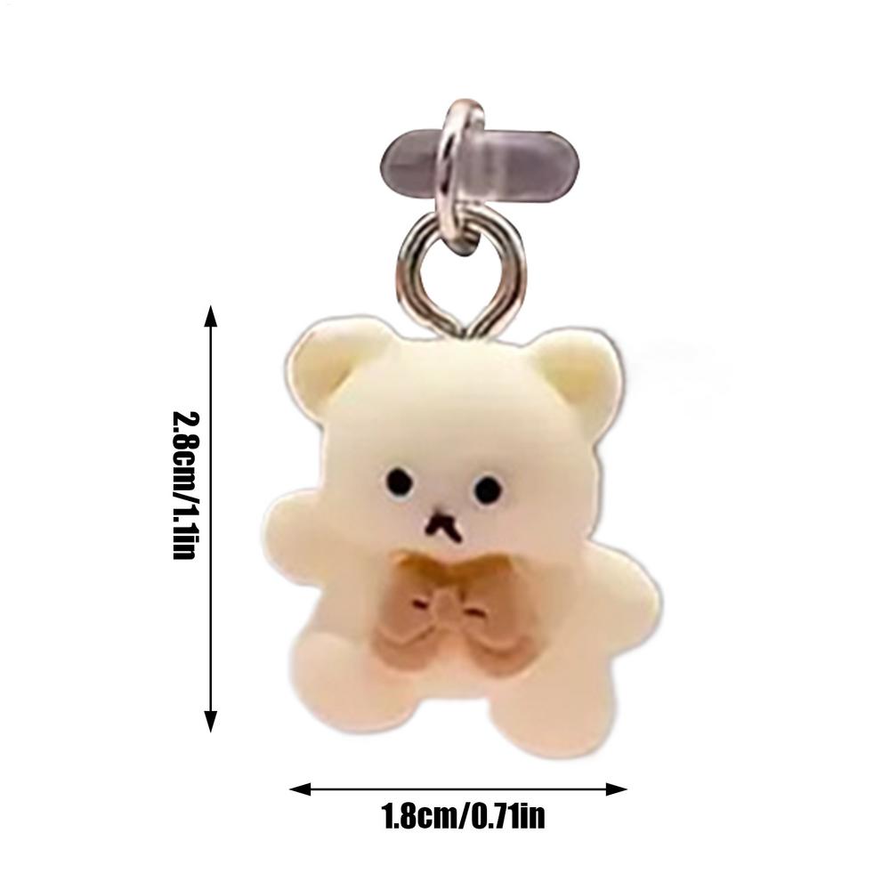 

Милый мультяшный медведь Заглушка Type-C для зарядного порта Защита от пыли Заглушка Type-C Защита порта мобильного телефона Заглушка от пыли Шармы-подвески белый