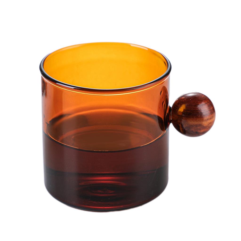 Colorful Glass Coffee Mugs With Wooden Ball Handle Multi-Purpose Espressos Hand Blown Drinking Tea Cup For Home 120/200ml