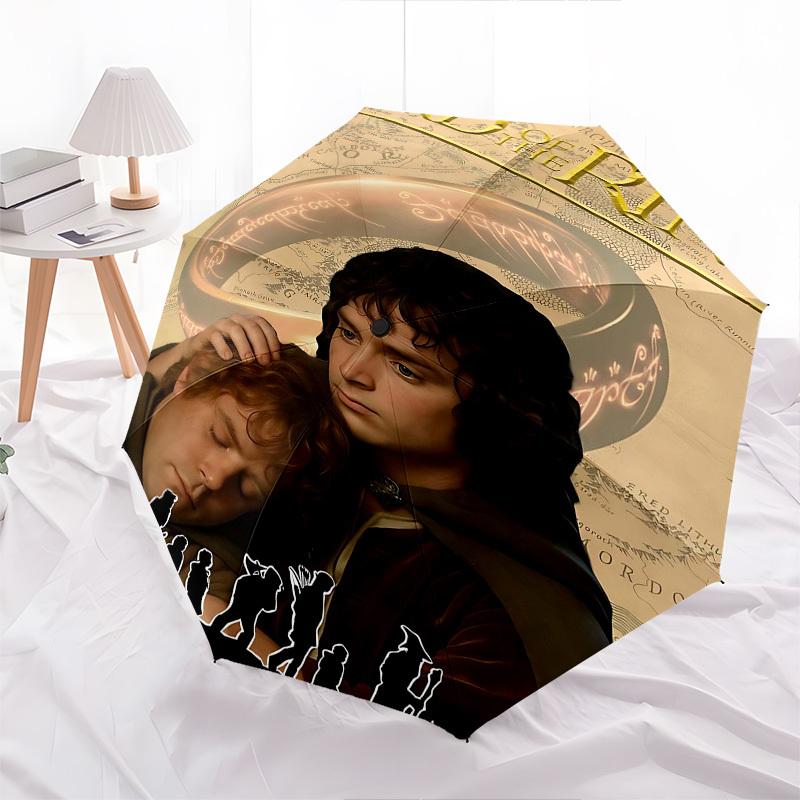 1pc Middle-earth Lord of the Rings Automatic Folding Umbrella - Compact 8-Rib Design, Durable Plastic & Iron1371L