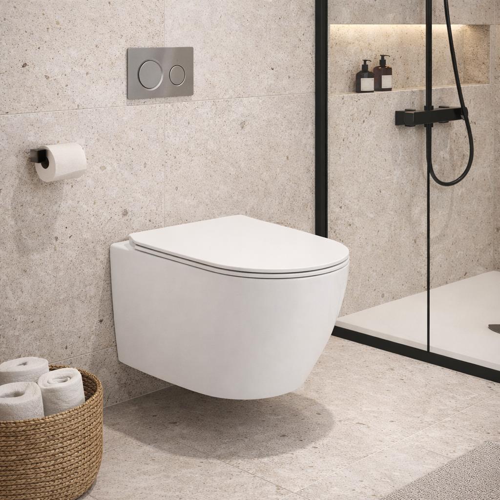 Interno 49 CM rimless wall-hung toilet bowl with W/O seat, white