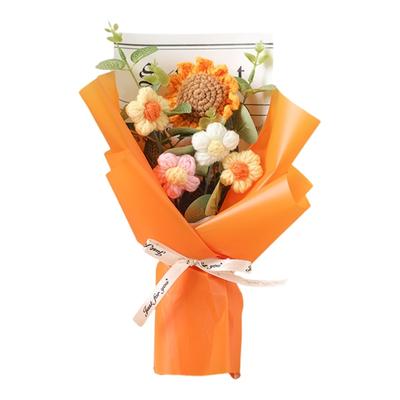 Künstlicher Häkelstrauß Handgefertigte Wollblumen für Hochzeitsfeier Kindertag