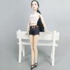 O Neck Sleeveless White Tops + Short Jean Pants Clothes for Barbie Doll 1/6 BJD Doll Clothes Doll House Accessories Kid Toy Girl