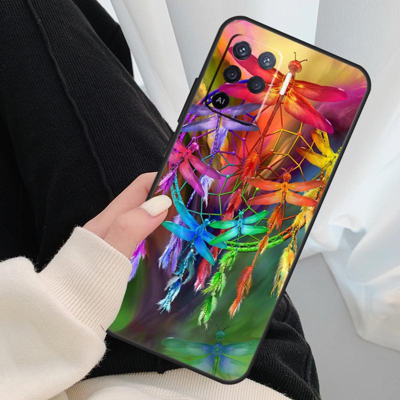Buntes Libellen-Case für Oppo A17 A57 A77 A40 A78 A54 A74 A94 A76 A16 A96 A18 A60 A80 A38 A58 A98 A15 A5 Pro