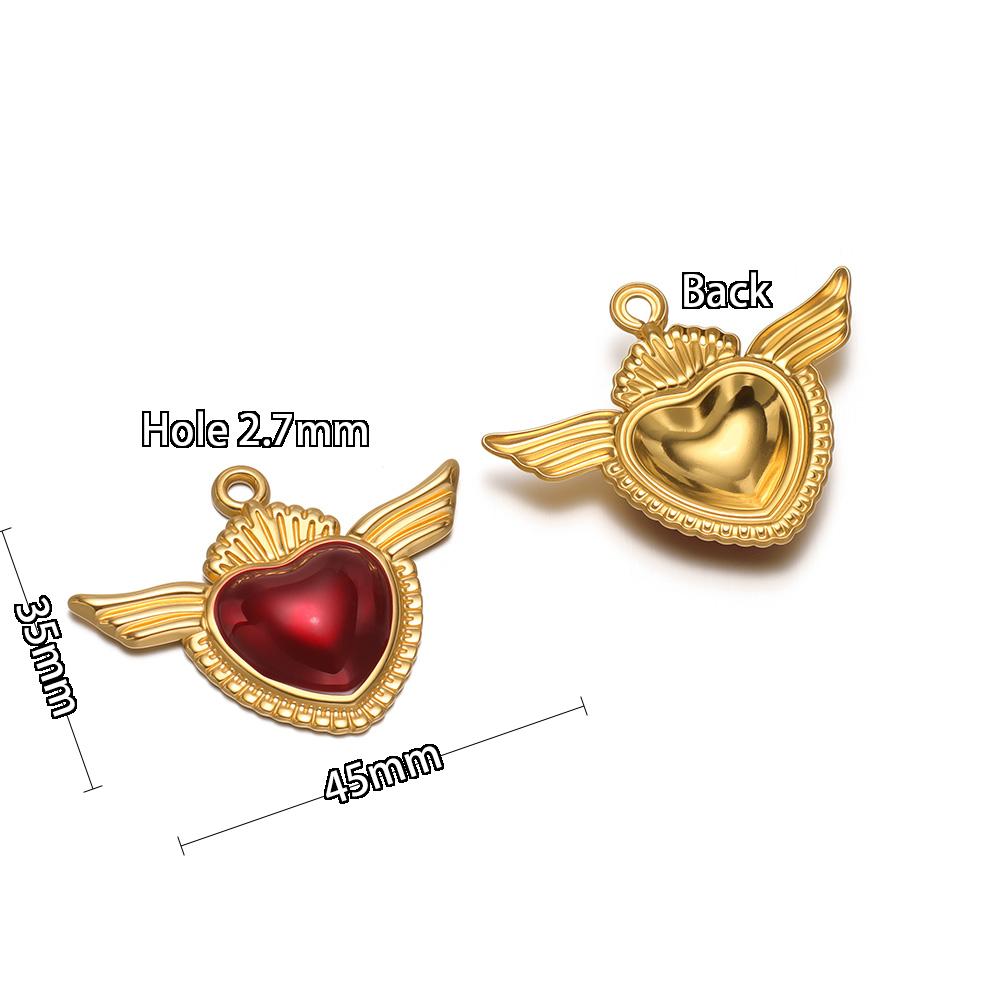 

3Pcs Stainless Steel Classical Enamel Red Heart Wing Crown Charms DIY Women Jewelry Necklace Pendants Findings Earrings Making