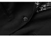 2025 Autumn New V-neck Black Blazer with Heavy Beading and Waist-Cinching Design