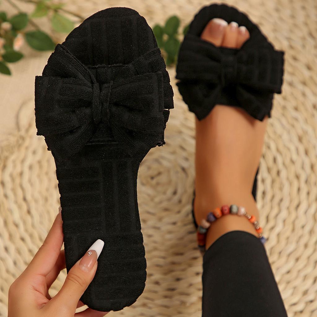 2025 summer new one-word thick-bottomed Mao Mao slippers women's embossed cotton tows European and American foreign trade large-size Mao Mao slipp