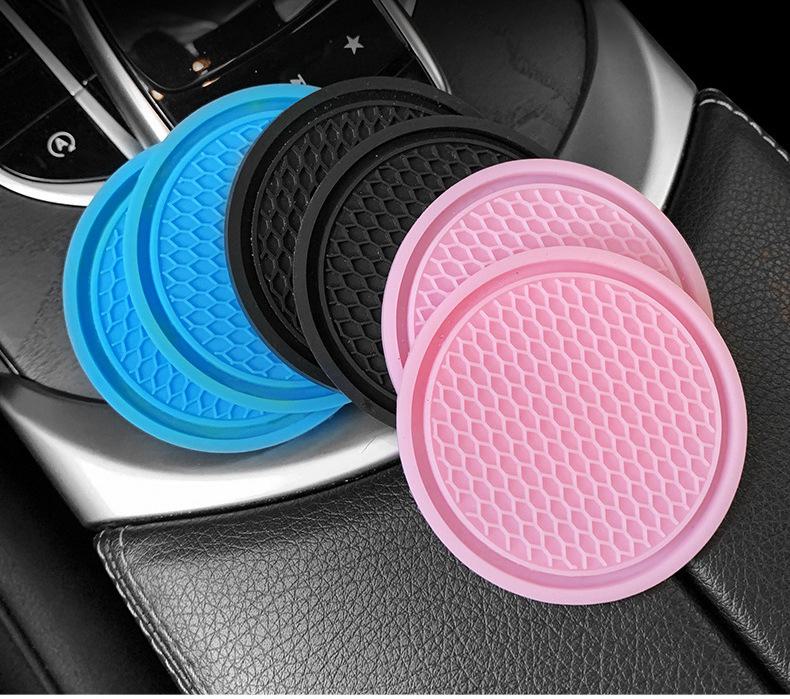 Non-slip Car Storage Mat for Cups: Creative Round Soft Rubber Interior Product