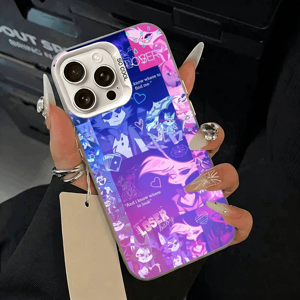 A-Angel Dust H-Hazbin H-Hotel Phone Case For iPhone 11 12 13 14 15 16Pro Max Plus White Sliver Phone Cover