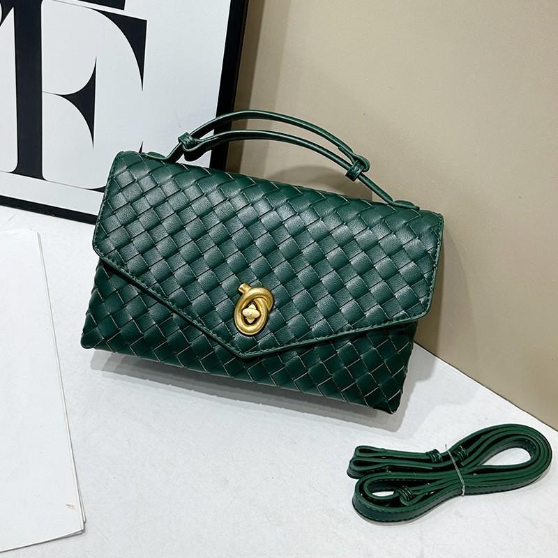 High-end Light Luxury Handbag Authentic Leather Hand-woven Bag 2025 Fashionable Cowhide Square