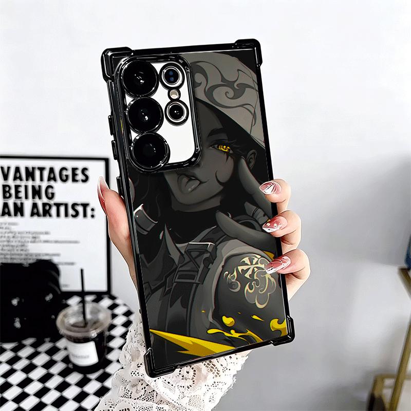 V-Valorant Game Black Cool Soft Phone Case For Samsung Galaxy S26 Ultra S25 Edge S24 FE S23 Plus S22 S21 + S20 Plating Anti-Fall