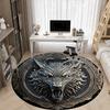 1PC Wolf Shield Office Round Rug, Non Slip, Soft and Durable Office Rug for Interior Decoration, Perfect for Office
