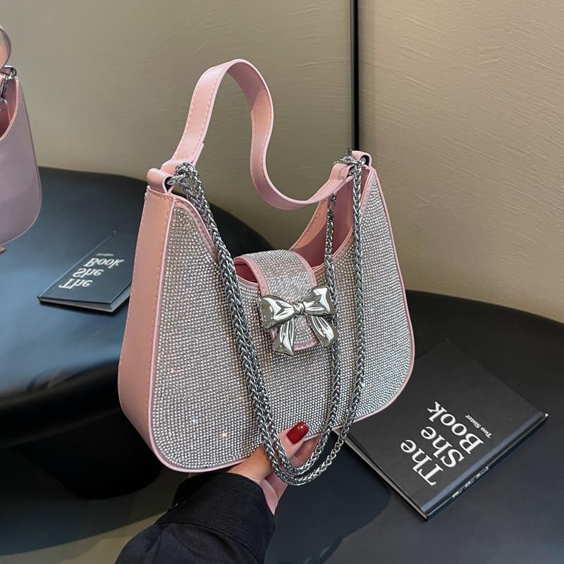 Chic Small Batch Crystal Chain Underarm Tote Bag 2024 New Spring Single Shoulder Crossbody Bag