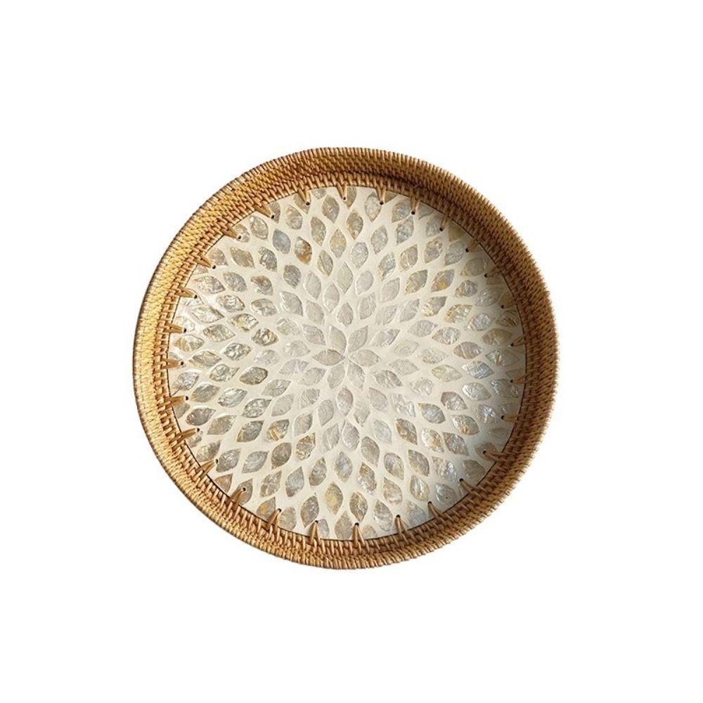 Rattanflechten Rattan Muschelschale Tablett Runde Brotkörbe Tablett Flechten Obstkorb Badezimmer
