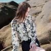 Sancai 2026 Spring Ruffle Round Neck Printed Blouse