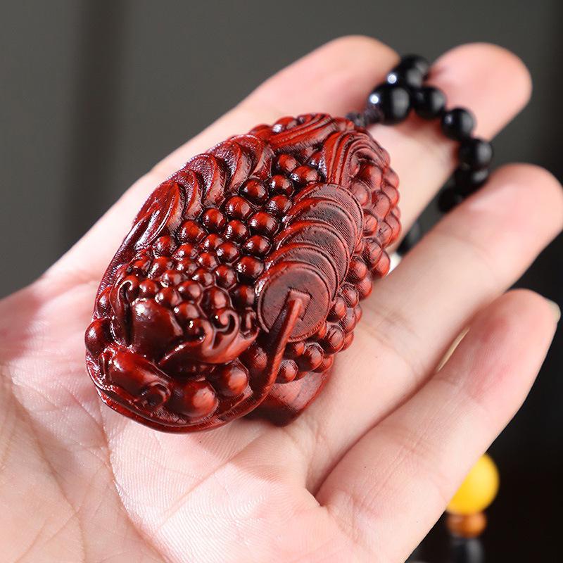Small-Leaf Red Sandalwood Pendant: Wealth-Attracting Pixiu, Gourd, Dragon, Tortoise Design