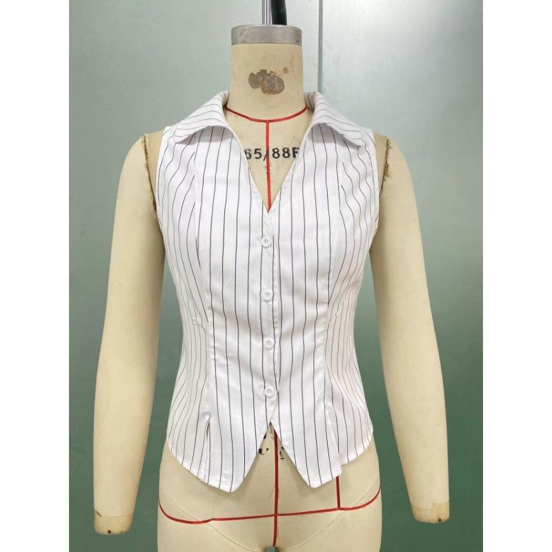 Letní temperamentní pruhované tílko Slim Fit kardigan Dámské halenky a košile