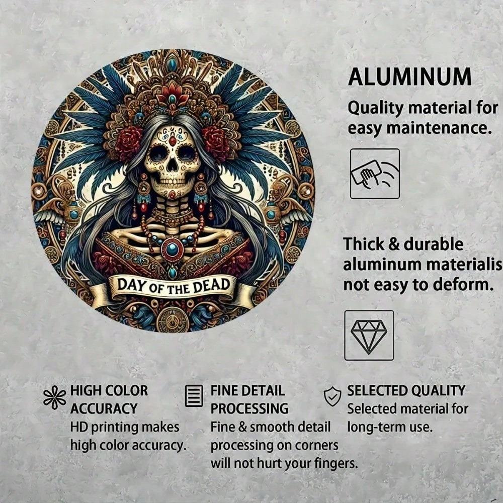 Vintage Halloween Skeleton Metal Sign Retro Aluminum Wall Art Gothic Home Decor Horror Gift