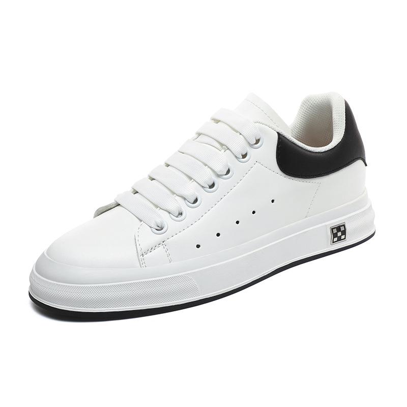 Classic Korean Men's Skate Shoes, Casual 6CM Height-Increasing White Sneakers, Versatile Invisible Lift, Available in Large Sizes.