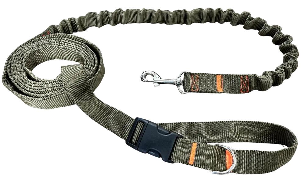 Dog Leash with Shock Absorber 280cm KHAKI Adjustable Sports