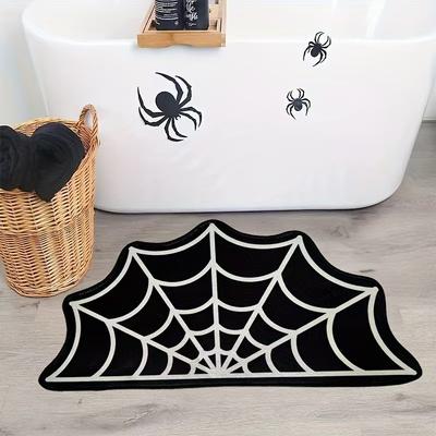 Spider Web Carpet Easy To Clean Gothic Halloween Home Decor Suitable For Bedrooms, Living Rooms, Bathrooms, Etc.