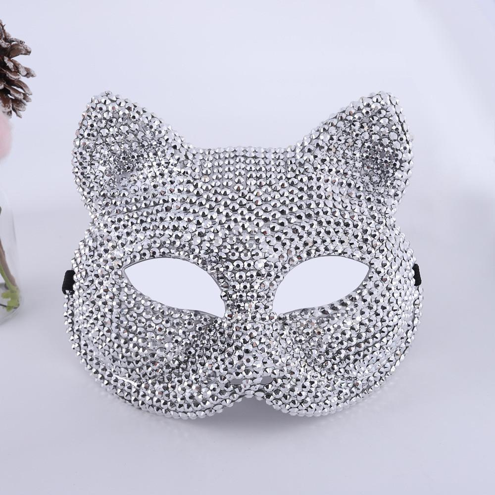Masque Tête de Mort Argenté à Strass pour Fêtes Costumées d'Halloween