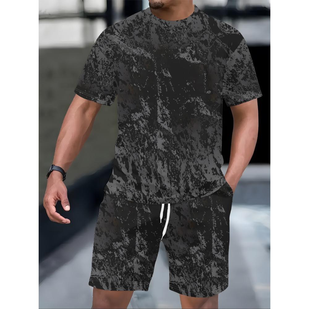 2026 Herren T-Shirt und Shorts 2-teiliges Set Übergröße Outdoor Urlaub