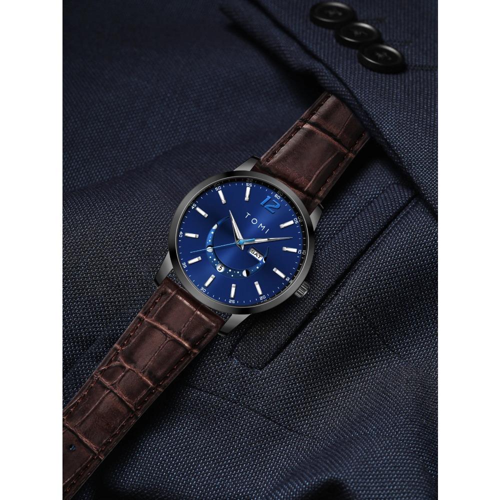 Luxury Business Fashion Quartz Watch with Leather Strap Alloy Case Pointer Dial-Premium Design Men's Gift