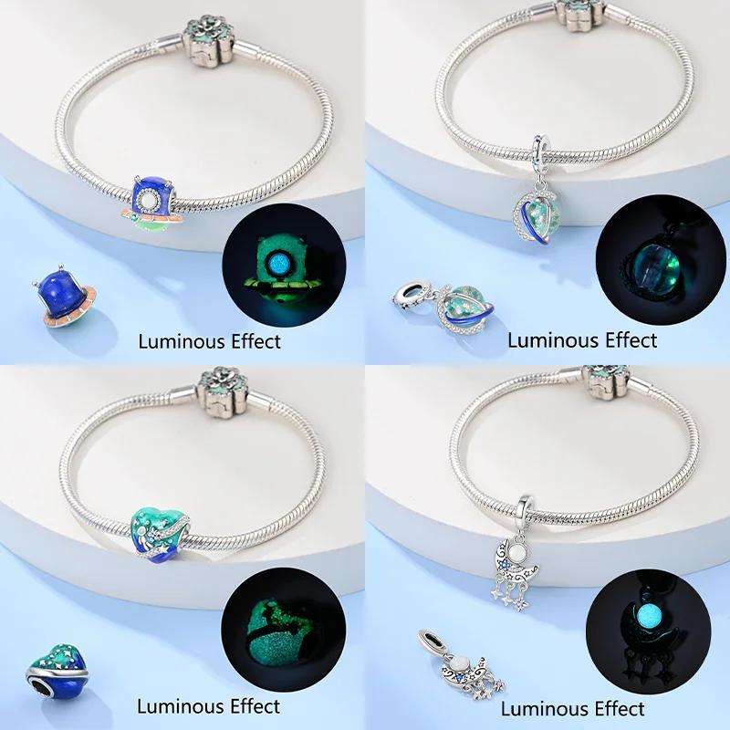 Copperluminous Beads Rabbit Astronaut Spaceship Charms Fitoriginal Bracelets Diy Fine Jewelry Gift For Women