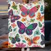 1pc Colorful Butterfly Flannel Blanket – Soft, Vibrant Polyester Throw for Home Decor, Outdoor Adventures, Valentine’s Day, Chri
