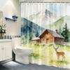 Watercolor Sunset Ocean Sailboat & Seagulls Waterproof Shower Curtain For Bathroom Decor