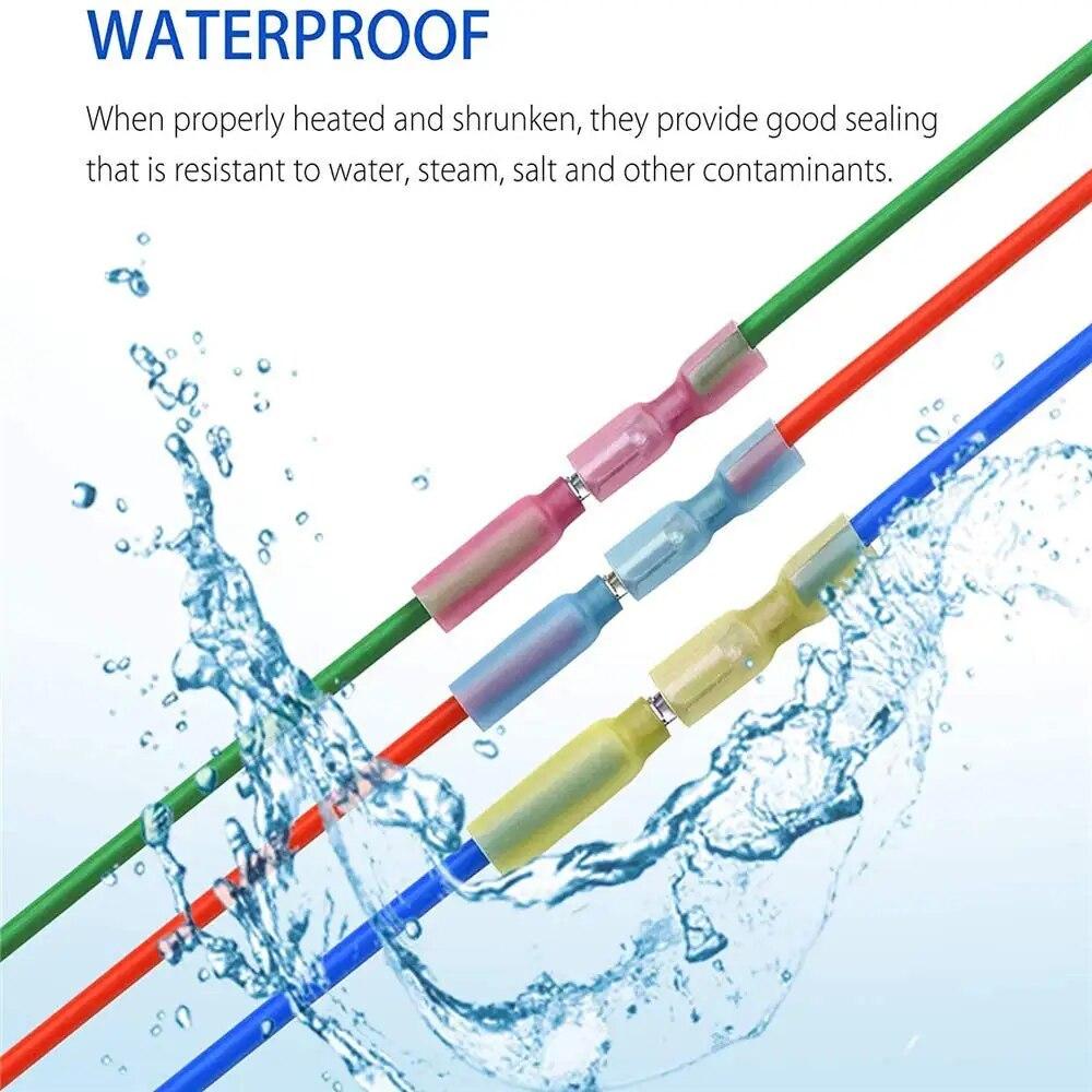 100PCS Heat Shrink Bullet Connectors, Heat Shrink Female & Male Connectors Bullet Terminals, Insulated Waterproof Marine Crimp