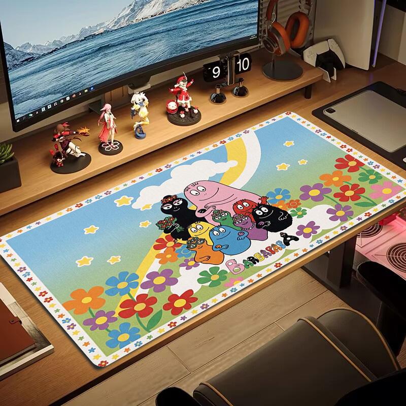 Barbapapa Color Mouse Pad Large Gaming Table Cushion Non-slip Laptop Tablet Big Mousepad XXL Mat Mini PC Playmat With Lock edge
