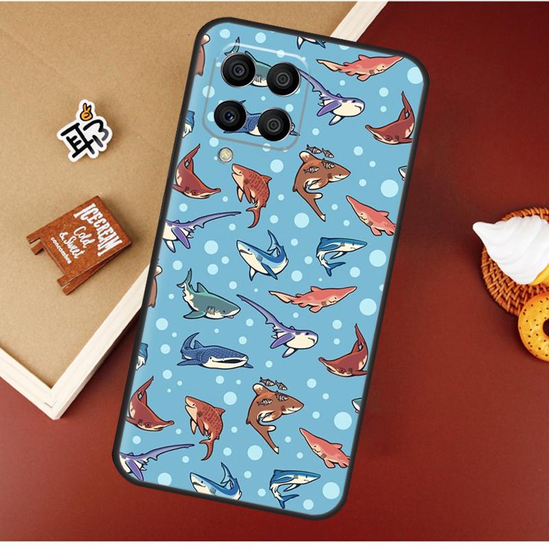 Cartoon Shark Case For Samsung Galaxy M55 M35 M15 M56 M36 M16 M06 M31 M13 M33 M53 M12 M32 M52 M14 M34 M54
