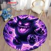 Pokemon Gengar Druck Runder Teppich, Kinderzimmer Bodenmatte Rutschfest Wohnzimmerteppich, Waschbarer Teppich für Heimdeko Geschenk Potdemiel