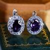 Cute Small Blue Green Purple Zircon Stone Hoop Earrings For Women Charm Female Silver Color Wedding Jewelry Gift