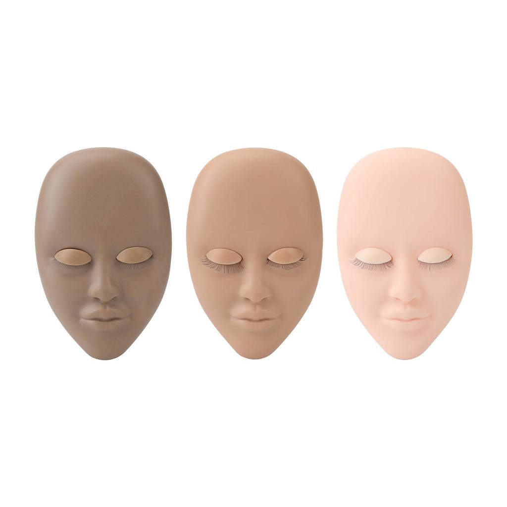 3PCS Eyelash Mannequin Head Removable Replaced Eyelids Eyelash Practice Head Model for Beauty