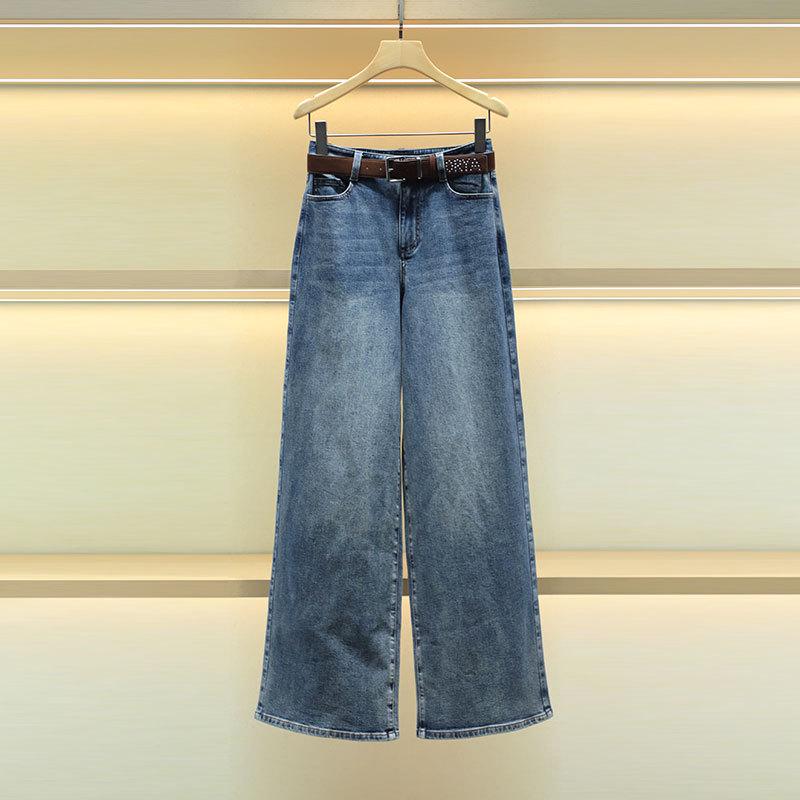 

Moshuweiya 2025 High Waist Wide Leg Belted Denim Pants S синий