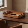 Storage Tray with Handles Rectangular Organizer Slim for Coffee Table