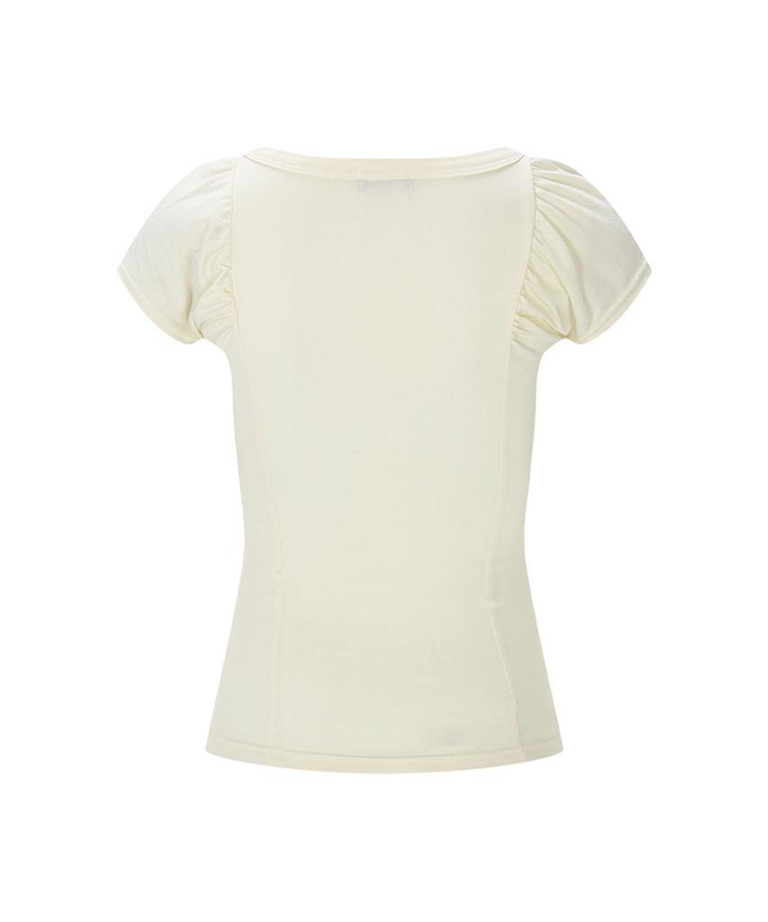 Peullijeunopallou Sia Button Shirring Short Sleeve Top (Lemon)