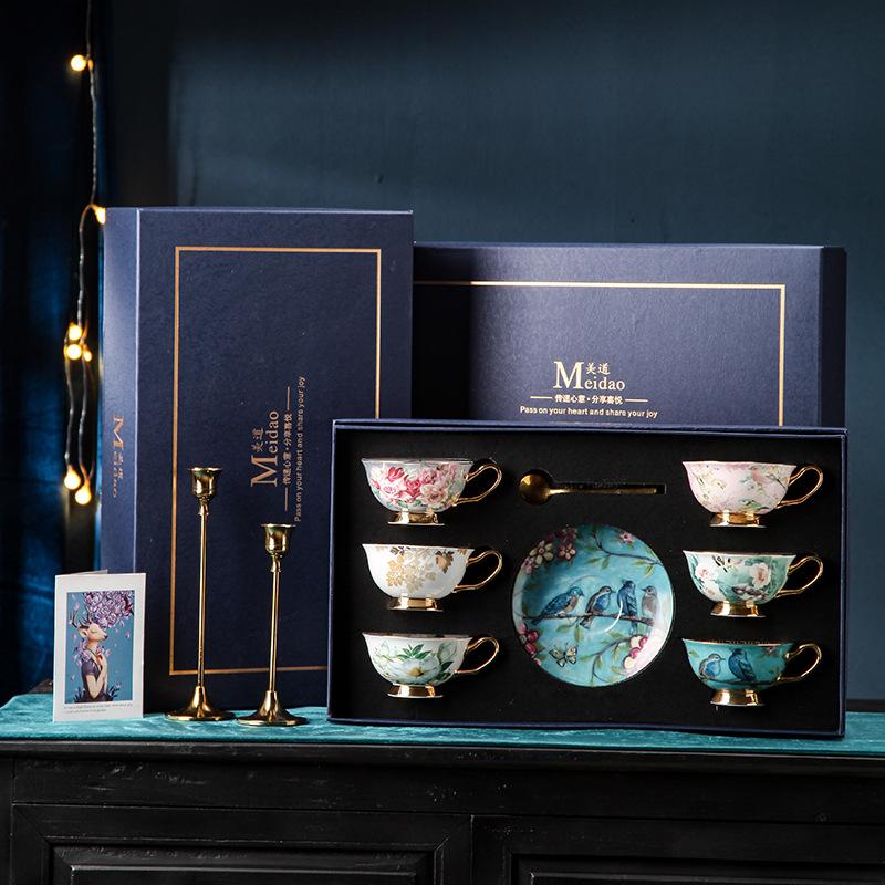 High-end Exquisite Bone China Mug Afternoon Tea Tea Set Premium European Coffee Cup Gift Box Wedding Gift Tableware Luxury Cups