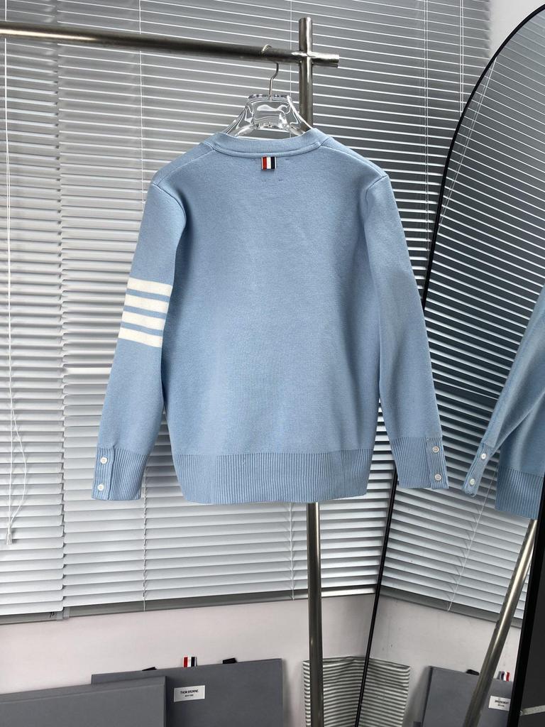 High Version Macaron V-neck Wool Cardigan with Four-Bar Sleeve for Unisex