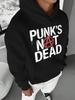 Felpa Punk's Not Dead - Felpa Nera Pesante con Simbolo dell'Anarchia