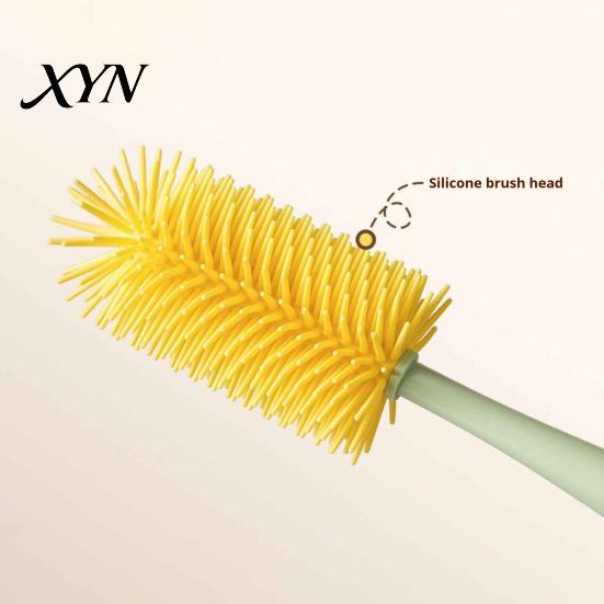 Long Handle Scrubber 5 in 1 Silicone Cup Brush with Handle, Multifunctional Deep Non Slip Cleaning Brush, Non-slip Reusable Cleaner for Baby